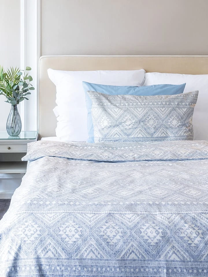 Perkal-Bettwäsche-Set In Blau/ Weiß 6 Perkal-Bettwäsche-Set In Blau/ Weiß – Bild 4