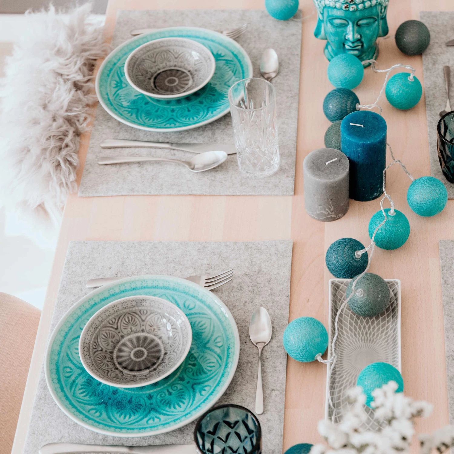 4x Teller Ø25cm SUMATRA In Türkis 7 4x Teller Ø25cm SUMATRA In Türkis – Bild 5