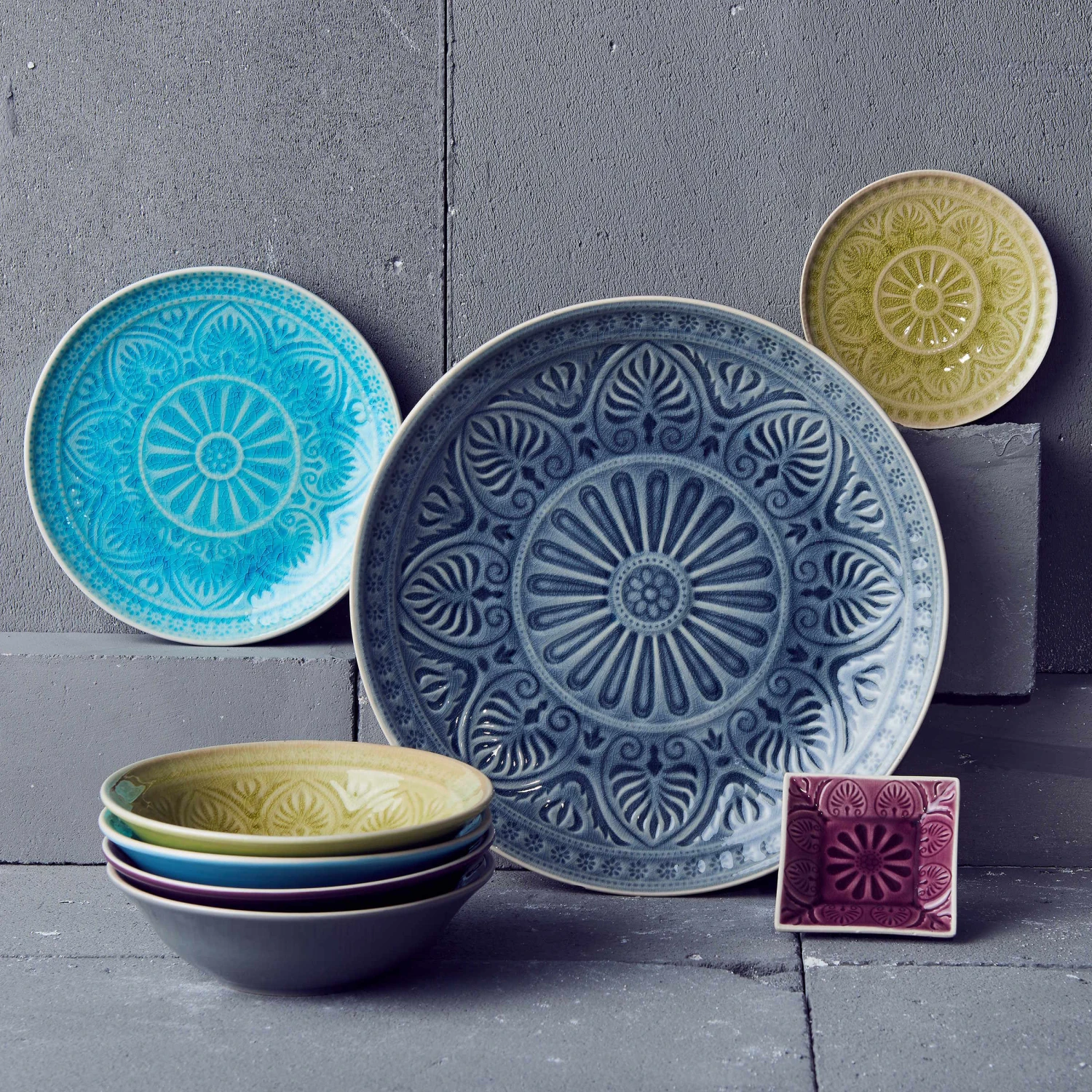4x Teller Ø25cm SUMATRA In Türkis 9 4x Teller Ø25cm SUMATRA In Türkis – Bild 7