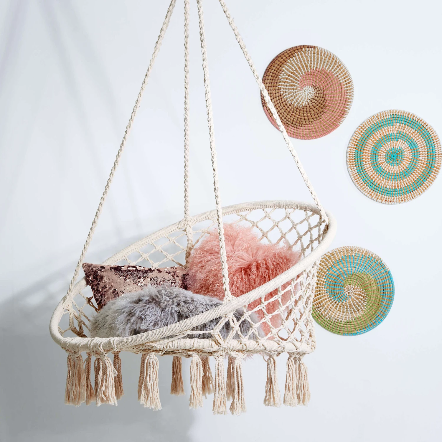 Hängesessel Mit Fransen Ø100cm PARADISE NOW In Creme 12 Hängesessel Mit Fransen Ø100cm PARADISE NOW In Creme – Bild 10