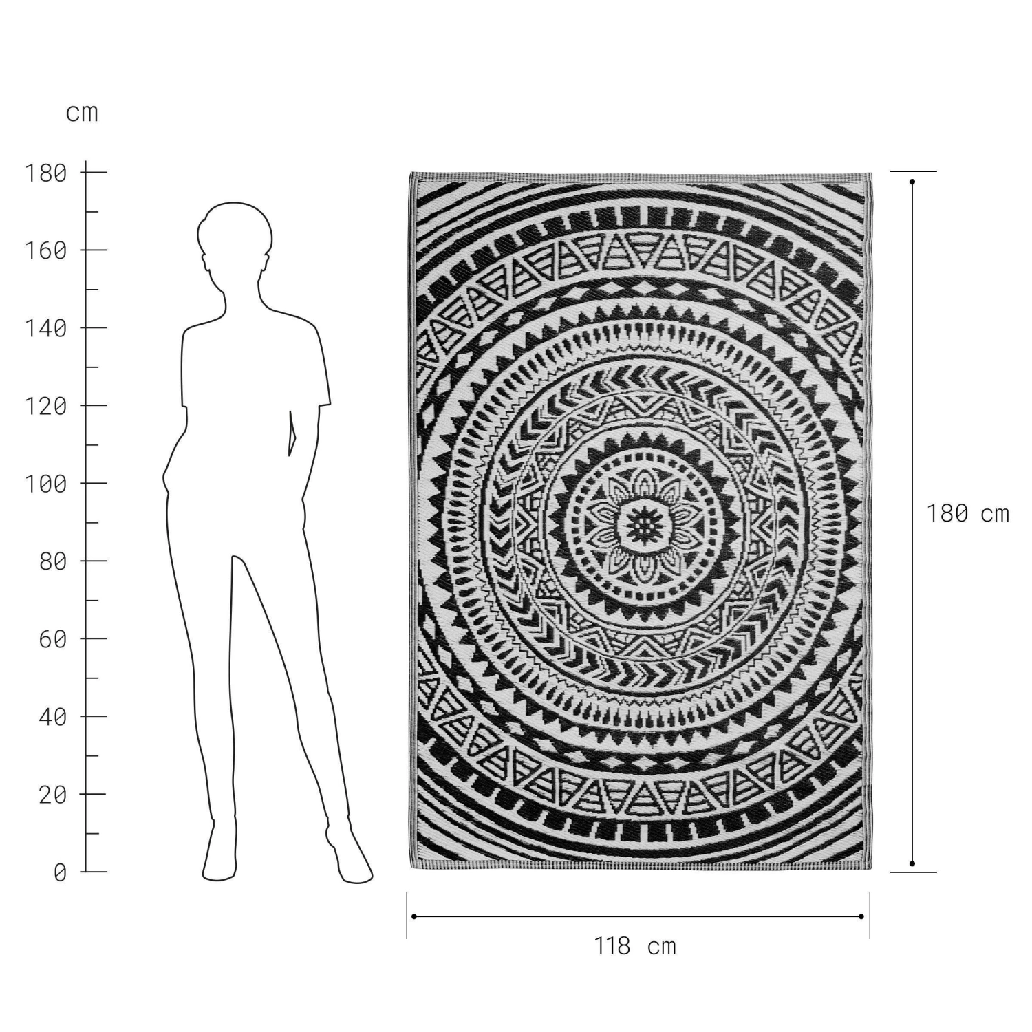 In- & Outdoor-Teppich Circles L 180 X B 118cm COLOUR CLASH In Schwarz-Weiß 5 In- & Outdoor-Teppich Circles L 180 X B 118cm COLOUR CLASH In Schwarz-Weiß – Bild 3