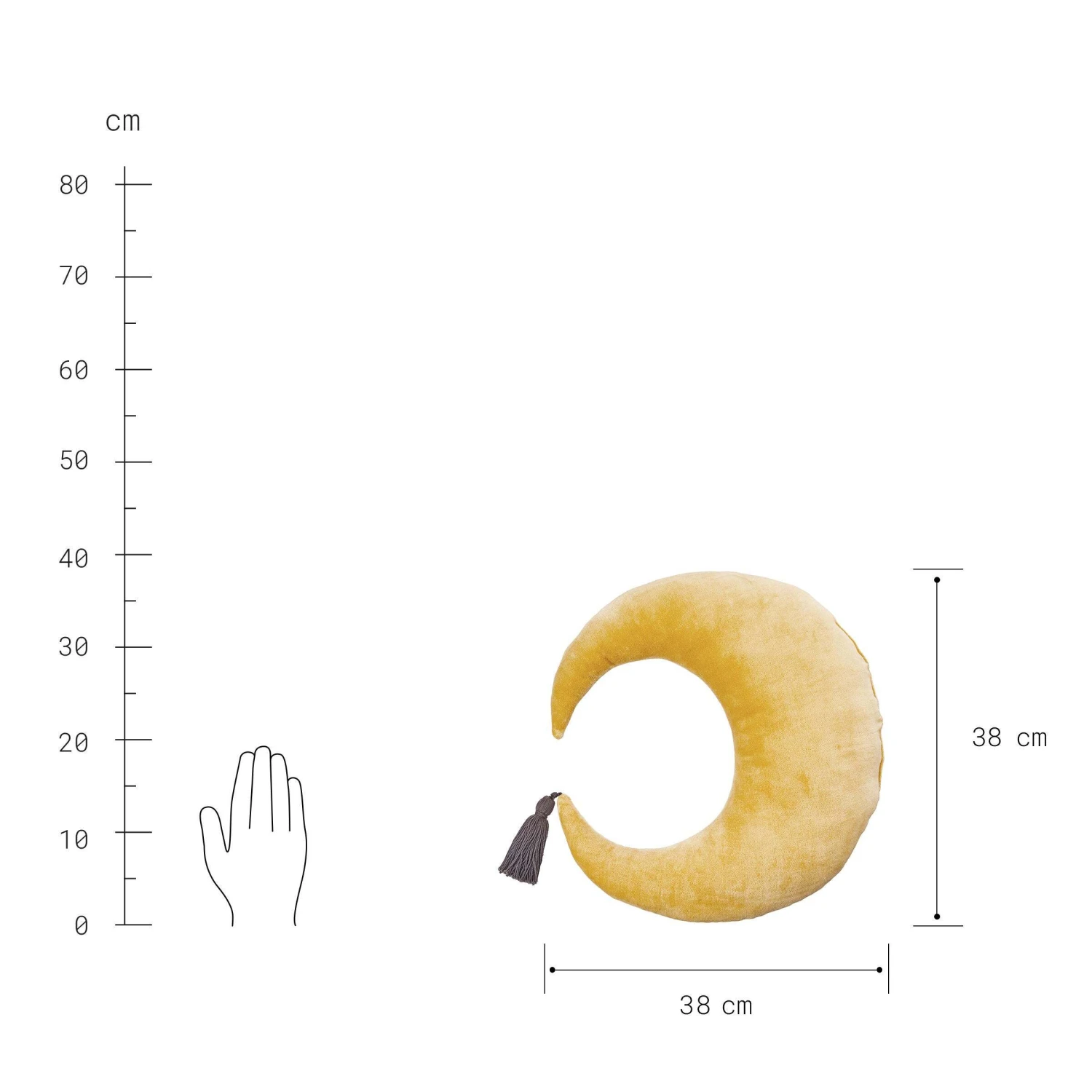 Kissen L 38 X B 38cm LITTLE MOON In Gelb-Anthrazit 5 Kissen L 38 X B 38cm LITTLE MOON In Gelb-Anthrazit – Bild 3