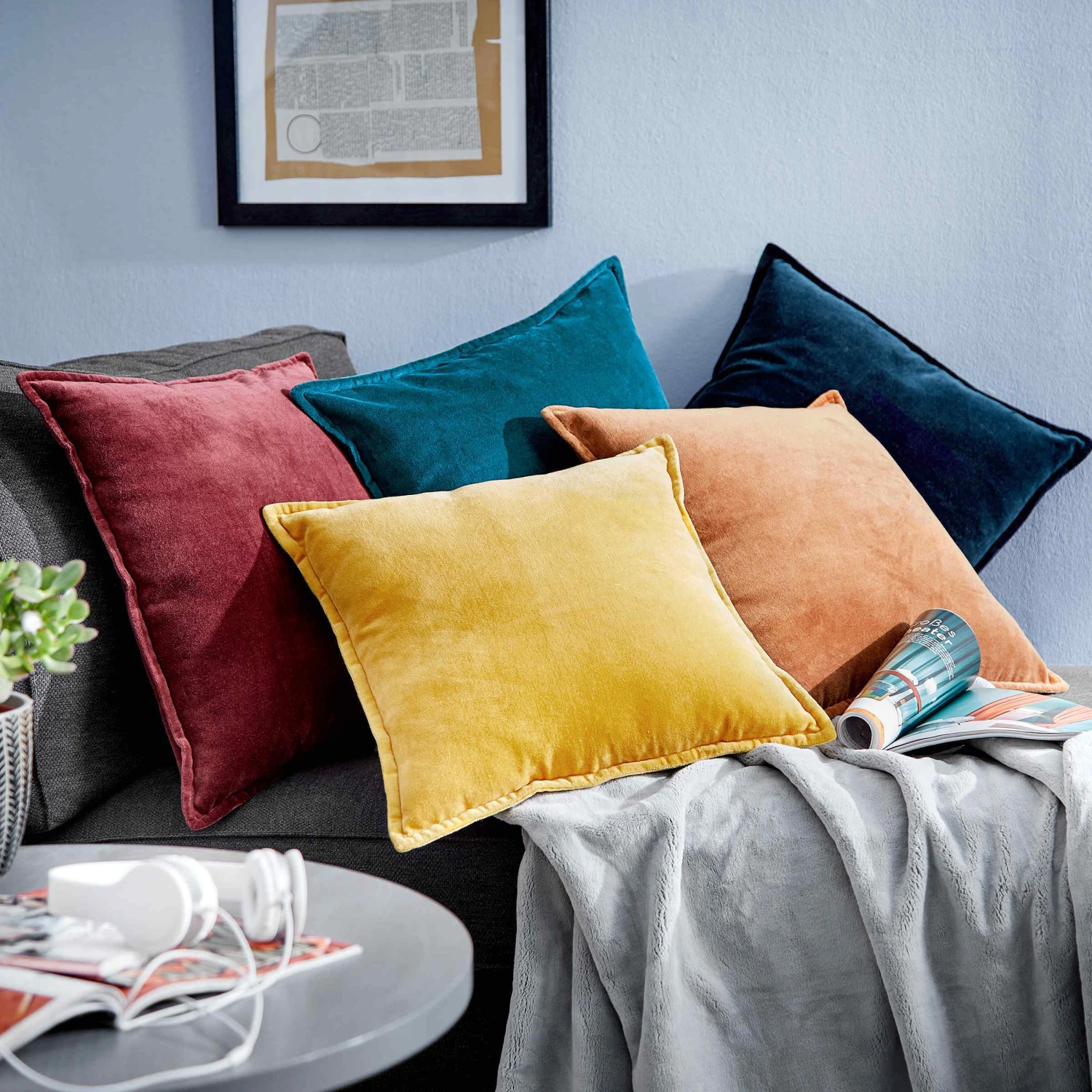 Kissen L 45 X B 45cm COTTON VELVET In Hellbraun 9 Kissen L 45 X B 45cm COTTON VELVET In Hellbraun – Bild 7