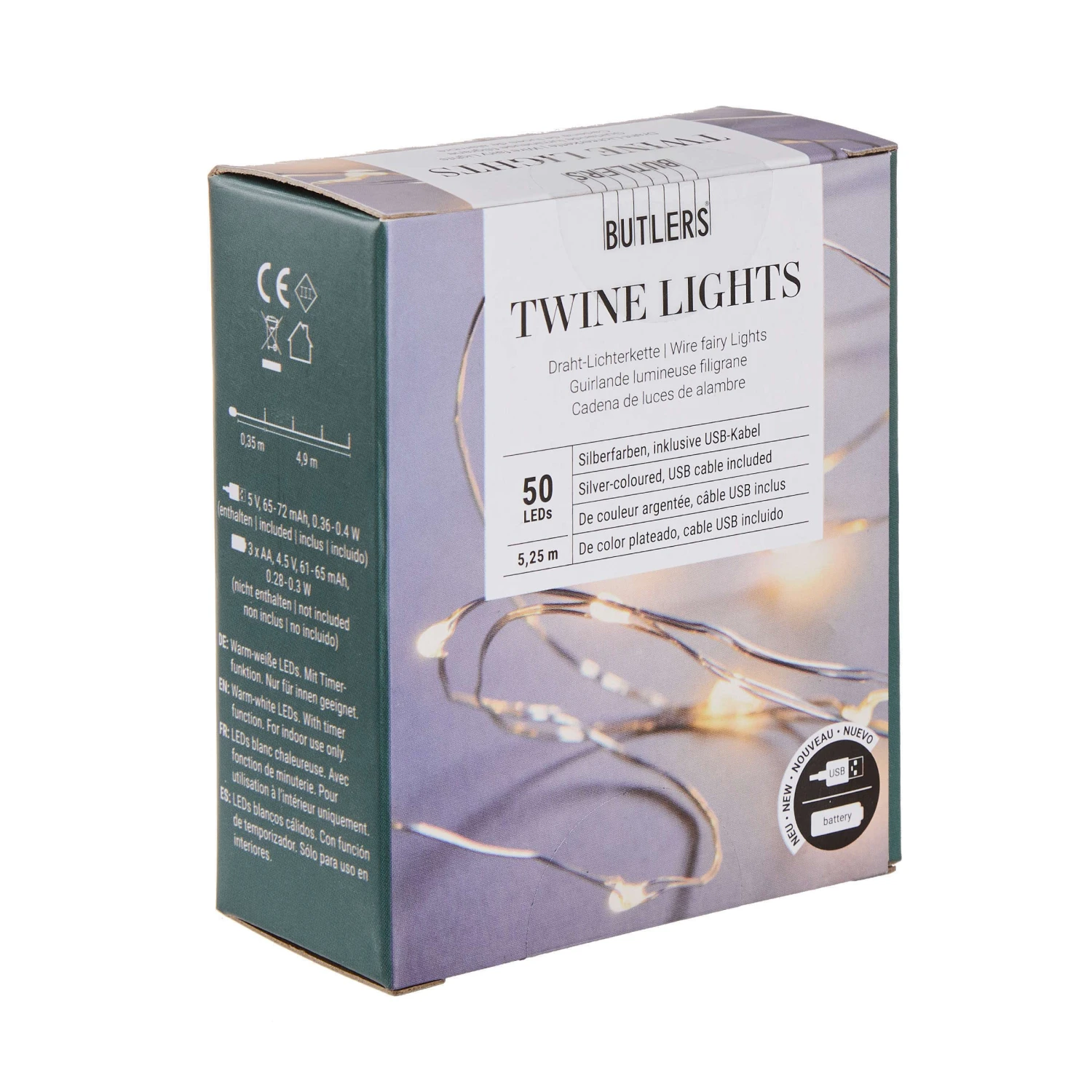 LED Lichterkette 50 Lichter Mit USB-Batteriefach TWINE LIGHTS In Transparent 5 LED Lichterkette 50 Lichter Mit USB-Batteriefach TWINE LIGHTS In Transparent – Bild 3