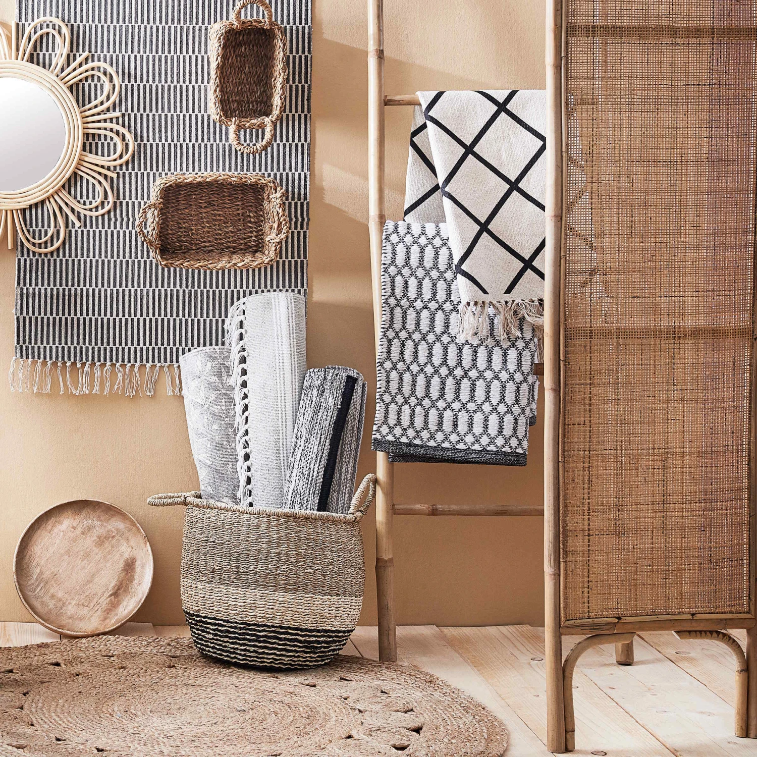 Paravent Aus Rattan L 120 X H 180cm BOHO LOUNGE In Natur 14 Paravent Aus Rattan L 120 X H 180cm BOHO LOUNGE In Natur – Bild 12