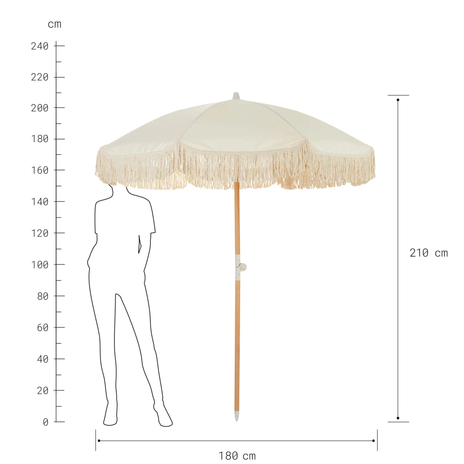 Strandschirm Mit Fransen Ø180cm BOHO LOUNGE In Creme 6 Strandschirm Mit Fransen Ø180cm BOHO LOUNGE In Creme – Bild 4