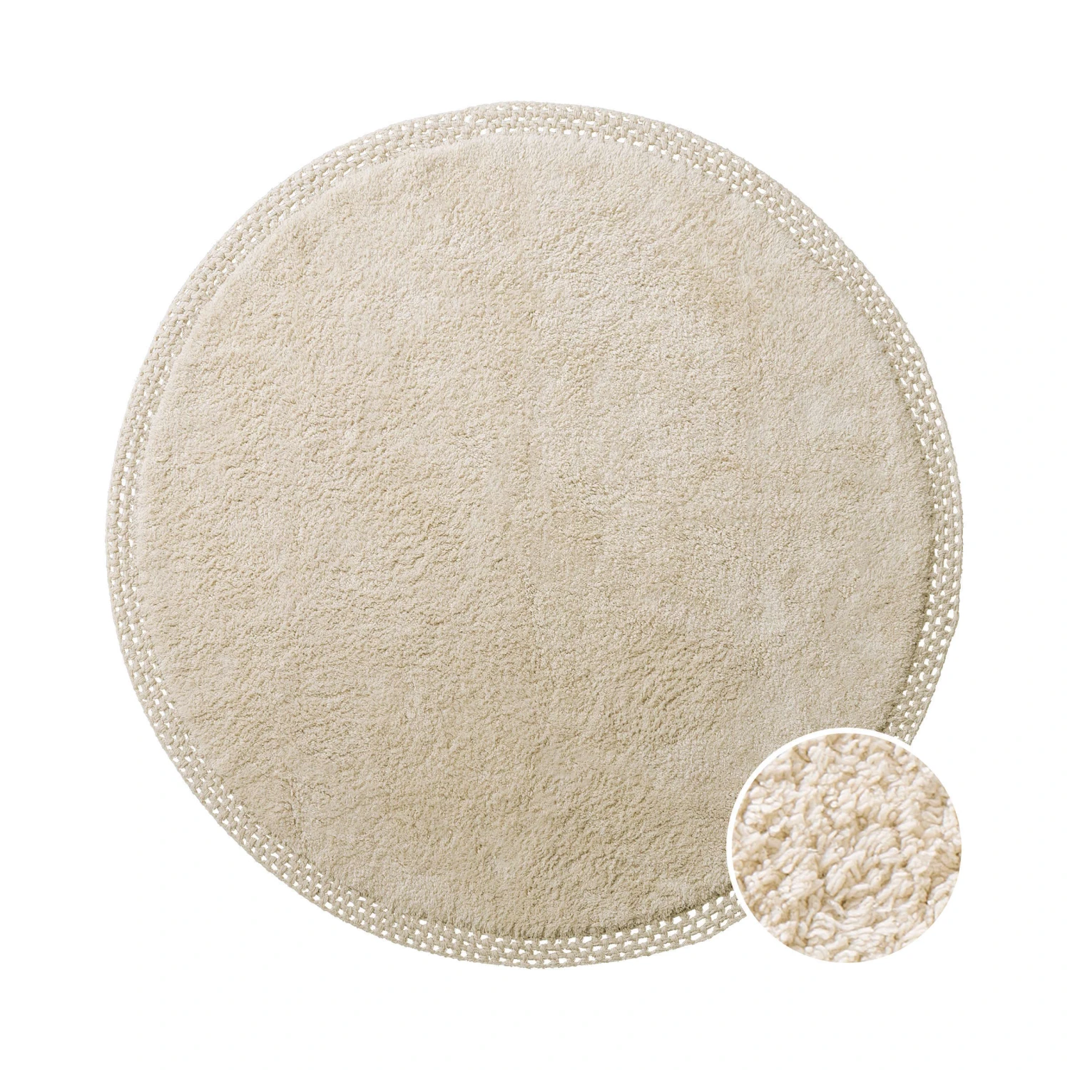 Teppich Hochflor Mit Makramé Ø120cm BOHO LOUNGE In Beige 3 Teppich Hochflor Mit Makramé Ø120cm BOHO LOUNGE In Beige