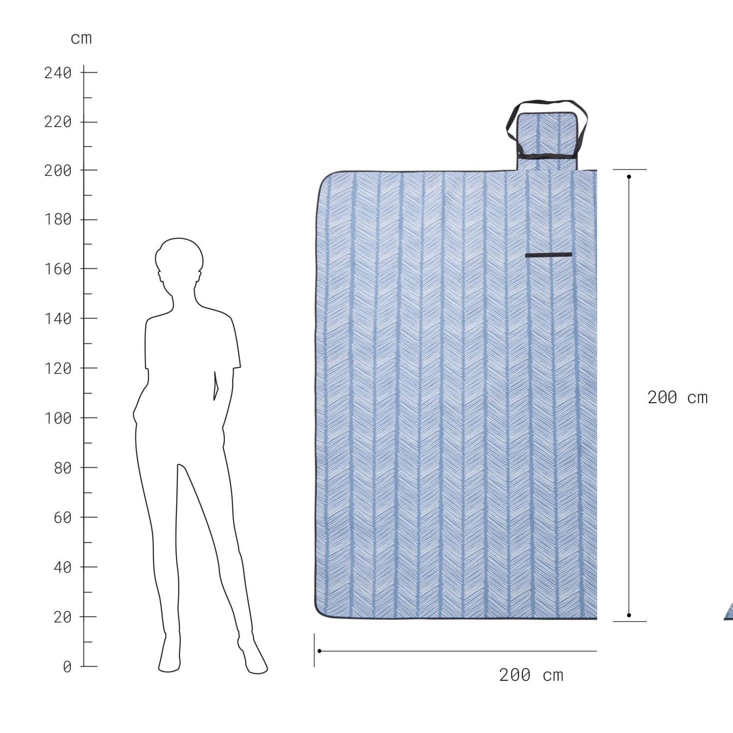 XXL-Picknickdecke Streifen L 200 X B 200cm GET TOGETHER In Blau-Weiß 5 XXL-Picknickdecke Streifen L 200 X B 200cm GET TOGETHER In Blau-Weiß – Bild 3