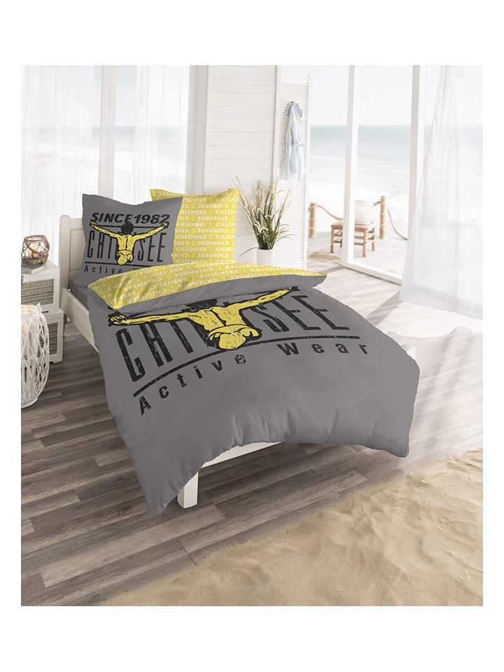 Chiemsee Renforcé-Bettwäsche-Set "Acapulco" In Grau/ Gelb 6 Chiemsee Renforcé-Bettwäsche-Set "Acapulco" In Grau/ Gelb – Bild 4