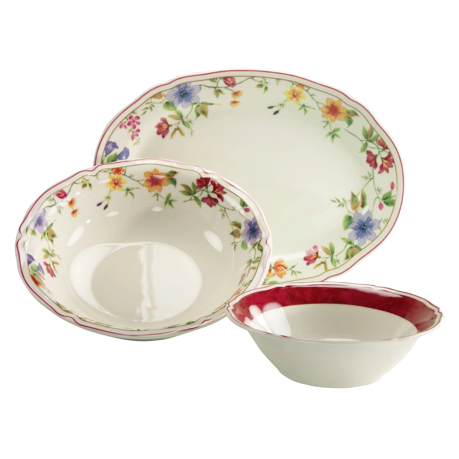 CreaTable Cornwall Garden Servier Set 3 Teilig In Bunt 3 CreaTable Cornwall Garden Servier Set 3 Teilig In Bunt