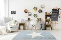 Kinderteppich SHOOTINGSTAR In Blau/weiss -Möbel Store happy rugs kinderteppich shootingstar in blau weiss 4