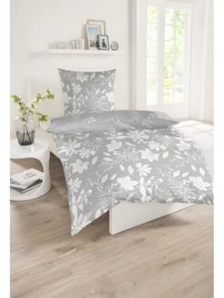 Schiesser Renforcé-Bettwäsche-Set "Fleur" In Grau -Möbel Store schiesser renforce bettwasche set fleur in grau 1